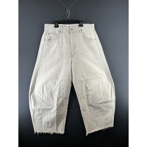 CITIZENS OF HUMANITY Horseshoe high-rise barrel-leg jeans Size 32 Light Grey - Picture 3 of 12